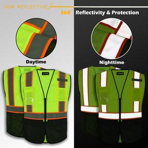 سترة عمل عالية الوضوح من الفئة 2 ، سترة أمان عاكسة للتضييق من البوليستر باللون الأخضر - Product Image 2