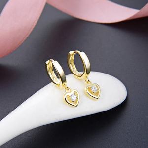Pendientes de aro de oro rosa de moda <span class=keywords><strong>POLIVA</strong></span> para mujer, Aretes de Plata de Ley 925 con piedra de Zirconia en forma de corazón, joyería de moda - Product Image 2