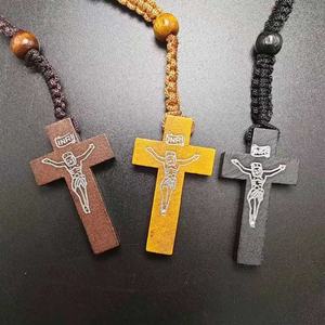 Collar con Colgante Cristiano en Forma de Cruz de Madera de Arce Tejida con Cordón de Cuatro Colores, Hecho a Mano, Ideal para Fiestas, ¡Gran Venta! - Product Image 5