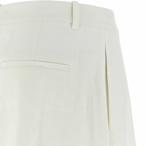 Bermuda da <span class=keywords><strong>Donna</strong></span> in Misto <span class=keywords><strong>Lino</strong></span> con Pieghe Cucite Frontali, Cintura con Passanti in Vita, Chiusura con Zip Frontale e Tasche con Gancio - Product Image 2