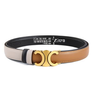 Cintura reversibile in vera pelle con fibbia a doppia C Z-Cora da 2,3 cm per donna e uomo - Product Image 2