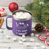 Mug à café isotherme personnalisé de 14 oz avec poignée, en acier inoxydable 304, gobelet sous vide, garde au chaud 3H, au froid 9H, idéal pour le camping