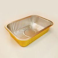 Barquette de cuisson rectangulaire jetable en aluminium doré Longstar Factory avec couvercles en aluminium, capacité 200 ml, contenant écologique
