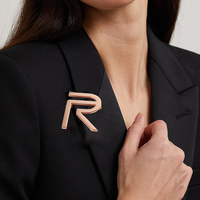 Broches de mode découpées au laser avec logo, broches de luxe pour femmes, plaquées or, en acier inoxydable, avec strass, pour cadeaux et accessoires