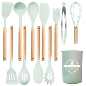Ensemble de 12 spatules et cuillères à soupe en silicone antiadhésives, ustensiles de cuisine en silicone de qualité alimentaire pour la maison - Product Image 6