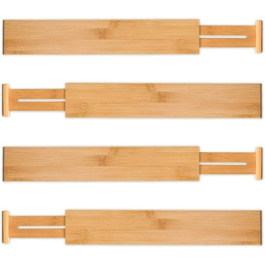 Natural Bamboo <b>Drawer</b> Dividers Organizers Adjustable <b>Drawer</b> Dividers for Kitchen Bedroom Bathroom Dresser Office - Product Image 4