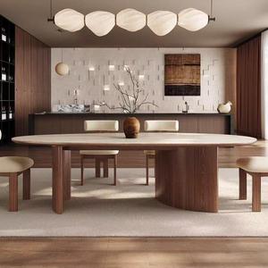 <span class=keywords><strong>Tavolo</strong></span> da <span class=keywords><strong>Pranzo</strong></span> Ovale in Stile Antico Wabi-Sabi in Lastra di Pietra e Legno Massello per Soggiorno - Product Image 5