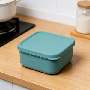 Modern Simple Silicone Fresh Keeping Box with Lid Classic Design Bento <b>Lunch</b> <b>Set</b> for Fruit Salad and Dinnerware Storage - Product Image 3