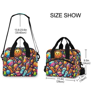 Sac isotherme portable en polyester avec motif de dessin animé hawaïen personnalisé de la collection Aloha – Sac fourre-tout élégant - Product Image 3