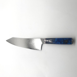 Cuchillo de chef de acero damasco, exquisito patrón de flores de pino, mango de resina - Product Image 5