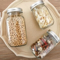 Bocaux en verre avec couvercle métallique hermétique pour aliments en conserve, miel, cornichons, chocolat, noix, céréales, café, assaisonnements