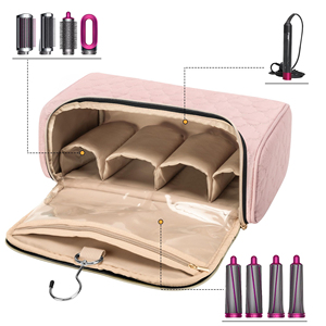 Sac de rangement portable en cuir PU avec fermeture éclair, grande capacité, étanche et anti-poussière, pour sèche-cheveux - Product Image 1