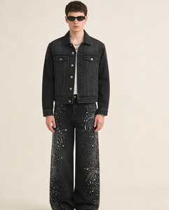 <span class=keywords><strong>2026</strong></span> Neue Strass-Jeans Mode Streetwear Lose Gerade Bein <span class=keywords><strong>Denim</strong></span>-Hosen Herbst Hip-Hop Bling-Hosen mit Individuellem Logo - Product Image 5