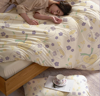 YOUNGTIME Parure de lit jetable en non-tissé écologique pour hôtel et spa, motif dessin animé, 600TC, 220x240cm, toutes saisons, emballée individuellement, portable