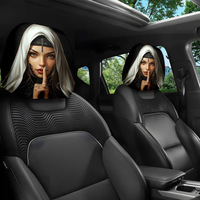 Housse de repose-tête de voiture amusante, style tortue de dessin animé, protège-tête, housse de coussin de siège de voiture, taie d'oreiller pour appuie-tête