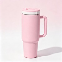 Bouteille d'eau isotherme géante en acier inoxydable de 1200 ml avec logo personnalisé, poignée, rose pêche mat, tasse quotidienne surdimensionnée