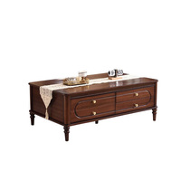 Table basse en bois massif avec tiroir pour salon, combinaison de meuble d'appoint, style moderne, table à thé de luxe avec rangement