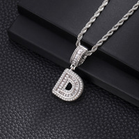 Collar con Iniciales de Moda 2024, Colgante de Letra con Circonita A-Z, Gargantilla con Dije Grueso, Joyería Hiphop para Bodas, Hombres y Mujeres, Material de Cobre