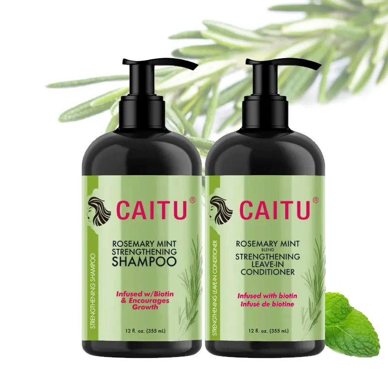 Wholesale bulk promote growth biotin rosemary mint strengthening hair shampoo gently cleanses rosemary hair shampoo