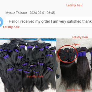 Letsfly Vente en gros Expédition rapide Cheveux humains brésiliens lisses bon marché Tissage de cheveux vierges Extension de cheveux en gros Cheveux naturels en vrac - Product Image 3