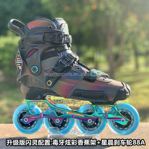 Patins à roulettes professionnels 4x76mm avec base en fibre de carbone, roues en PU haute élasticité, système de triple verrouillage, chaussures de slalom freestyle - Product Image 6