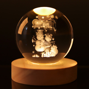 Khuyến mãi nóng! Quả cầu pha lê laser 3D 6cm 8cm, đế gỗ, nhiều họa tiết, trang trí Giáng sinh, hệ mặt trời, tình yêu - Product Image 3