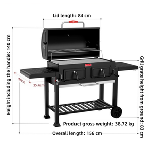 Griglia BBQ a Carbone Multifunzione Grande <span class=keywords><strong>da</strong></span> Esterno con Carrello e Griglia a Rete Migliorata, con <span class=keywords><strong>Girarrosto</strong></span> Opzionale - Product Image 3