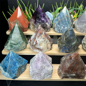 Vente en gros de tours de cristaux bruts naturels pour la guérison : Labradorite et Améthyste, pointes de pierres brutes à vendre - Product Image 3