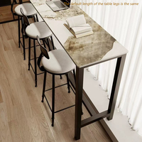 Table de bar rectangulaire moderne de luxe en métal avec plateau en marbre, mobilier de salle à manger pour appartement, imperméable et durable