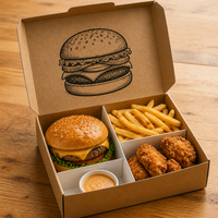 Boîte à emporter pour poulet frit, hamburgers, en papier kraft compostable, personnalisée, avec revêtement UV, jetable
