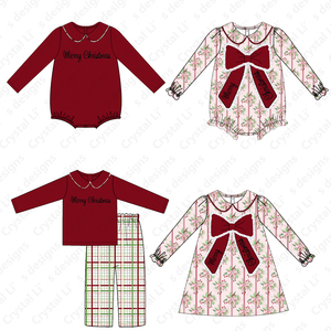 Giáng sinh cô gái mùa đông Dresses dài tay áo trẻ em Quần Áo Big Bow với ren Ruffle giáng sinh smocked quần áo - Product Image 5