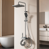 Ensemble de douche haute pression à affichage numérique avec mitigeur thermostatique, 4 modes, pommeau de douche pluie et douchette à main, finition gunmetal, robinet de salle de bain, vente en gros