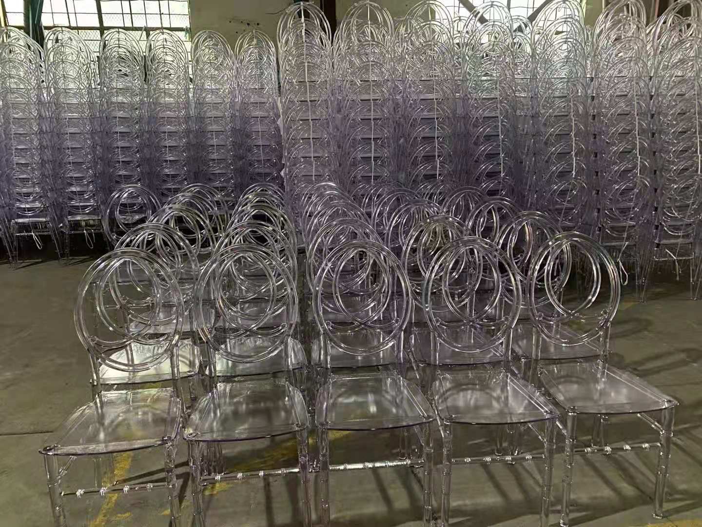 FOSHAN Factory Adult Rental Plastic Resin Acrylic Clear Transparent Event Chiavari Phoenix Tiffany Napoleon Chair for Wedding