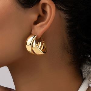 Pendientes de Aro Grandes, Pendientes de Metal con Geometría Coreana para Mujer, Pendientes Colgantes Retro, Joyería de Moda - Product Image 3