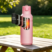 Bouteille d'eau portable en acier inoxydable pour course en extérieur, avec logo imprimé en 3D, 17 oz, double paroi sous vide, 20 oz, gourde isotherme
