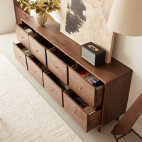 Commode haut de gamme à 8 tiroirs en noyer noir américain, menuiserie en bois massif, design moderne, chambre à coucher, salon, rangement, marque personnalisée