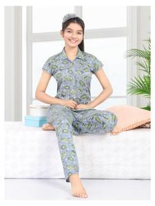 Pyjama en Lycra pour filles avec motif imprimé numérique, col élégant, toucher doux et confortable, tenue de nuit pour enfants - Product Image 1