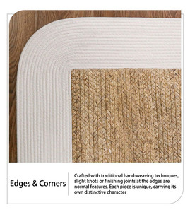 พรมสานใยหญ้าทะเลสีขาวคลาสสิก รูปทรงสี่เหลี่ยมผืนผ้า ลายสั่งทำได้ สำหรับห้องรับประทานอาหาร/ห้องนั่งเล่น ป้องกันแบคทีเรีย บางเบา ปลอดภัยต่อสุขภาพ - Product Image 4