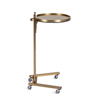 Chariot de beauté et de coiffure en métal doré avec plateau rond amovible pour salon de coiffure