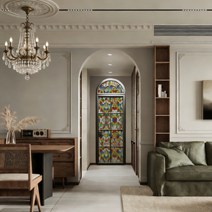 Cửa phòng tắm bằng thép nhôm, chống nước, màu đen, kiểu dáng châu Âu đơn giản, cửa mở quay, cửa rỗng, cửa tay quay, dùng cho căn hộ, phòng ngủ - Product Image 2