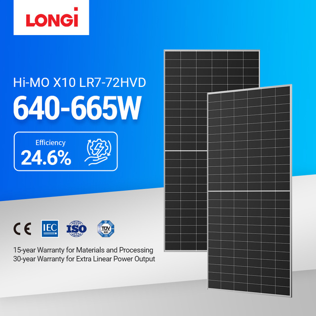Longi Paneles Solares Bifaciales 600 w 620w 640 w 650 w Mono Crystal Solar Panel
