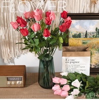 Une seule rose artificielle rose rouge en soie, rose artificielle en latex au toucher réel, pour la décoration de la maison, des mariages et des centres de table