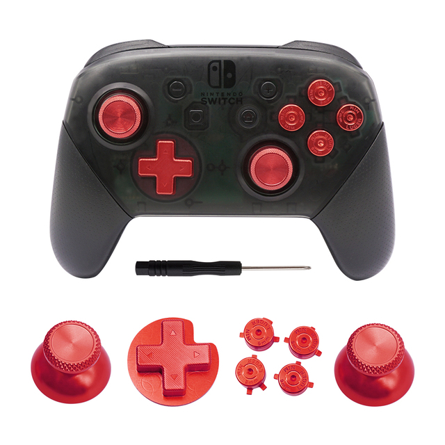 Metal Thumb Sticks for Nintendo Switch Pro Controller Metal Replacement ABXY Trigger Buttons for Switch Pro