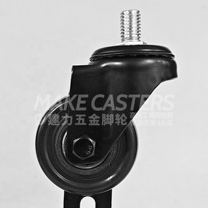 Schwarze <span class=keywords><strong>PP</strong></span> Mittelschwere Lenkrollen Schraube M10 Schwenkbar Mit Bremse Verriegelbare Rollen 1,5\"2\"2,5\"3\"4\"5\" Zoll für Industriewagen - Product Image 4