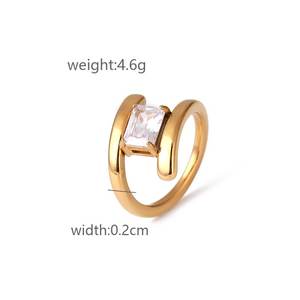 Bague en or design luxe mode populaire style Ins style acier inoxydable bague ouverte couleur plaqué or bijoux bague - Product Image 5