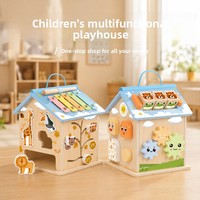 Nouveauté transfrontalière : Maison de jeu intelligente multifonction en bois, Piano de percussion Montessori pour l'éducation précoce, 40 animaux