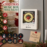 Kerstmuziekdoosje koelkastmagneet sfeerverlichting acryl muziekspeler met 9 verwisselbare schijven koelkastdecoratie