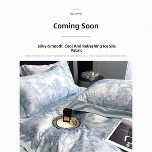 Juego de Cuatro Piezas con Estampado de Paisaje Estilo Francés, Funda de Edredón Transpirable y Refrescante, Apta para Hoteles y Villas de Lujo - Product Image 2