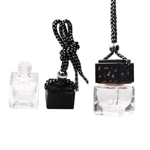 High Quality 8ml Clear BlackColored Glass <b>Diffuser</b> <b>Bottle</b> Light Black Square Car Perfume <b>Bottle</b> with Black Metal Cap - Product Image 4