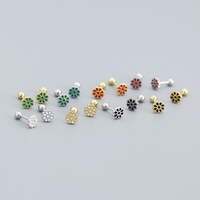 Kustom manis lucu warna-warni Enamel bunga sekrup manik anting Stud untuk wanita tren Romantis 925 Sterling perhiasan bunga perak